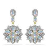 Cercei din Argint 925 Placat cu Aur ( 6.52 grame ) cu Opal Welo și Topaz Alb 4.4 Carate