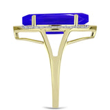 Inel din Argint 925 Placat cu Aur ( 3.31 grame ) cu Agat Albastru și Topaz Alb 5.14 Carate