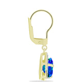 Cercei din Argint 925 Placat cu Aur ( 2.5 grame ) cu Cuarț Păun și Topaz Alb 3.69 Carate