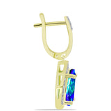 Cercei din Argint 925 Placat cu Aur ( 4.7 grame ) cu Cuarț Păun și Topaz Alb 5.56 Carate