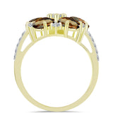 Inel din Argint 925 Placat cu Aur ( 3.41 grame ) cu Cuarț Coniac și Topaz Alb 3.72 Carate