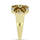 Inel din Argint 925 Placat cu Aur ( 4.73 grame ) cu Cuarț Coniac și Topaz Alb 3.16 Carate