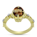 Inel din Argint 925 Placat cu Aur ( 2.9 grame ) cu Cuarț Coniac și Topaz Alb 1.53 Carate