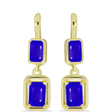 Cercei din Argint 925 Placat cu Aur ( 3.17 grame ) cu Agat Albastru 1.49 Carate
