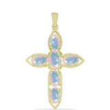 Cruce Pandantiv din Argint 925 Placat cu Aur ( 1.8 grame ) cu Opal Welo 1.91 Carate