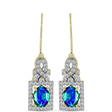 Cercei din Argint 925 Placat cu Aur ( 3.98 grame ) cu Cuarț Păun și Topaz Alb 3.56 Carate