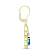 Cercei din Argint 925 Placat cu Aur ( 3.98 grame ) cu Cuarț Păun și Topaz Alb 3.56 Carate