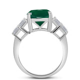 Inel din Argint 925 ( 4.69 grame ) cu Calcedon Verde și Zircon Alb 7.52 Carate