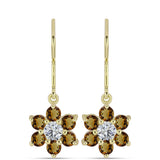 Cercei din Argint 925 Placat cu Aur ( 2.38 grame ) cu Cuarț Coniac și Topaz Alb 1.93 Carate