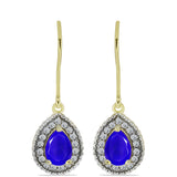 Cercei din Argint 925 Placat cu Aur ( 2.67 grame ) cu Agat Albastru și Topaz Alb 1.68 Carate