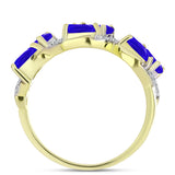 Inel din Argint 925 Placat cu Aur ( 3.11 grame ) cu Agat Albastru și Topaz Alb 1.3 Carate