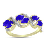 Inel din Argint 925 Placat cu Aur ( 3.11 grame ) cu Agat Albastru și Topaz Alb 1.3 Carate