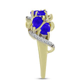 Inel din Argint 925 Placat cu Aur ( 3.11 grame ) cu Agat Albastru și Topaz Alb 1.3 Carate