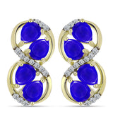 Cercei din Argint 925 Placat cu Aur ( 4.79 grame ) cu Agat Albastru și Topaz Alb 2.68 Carate