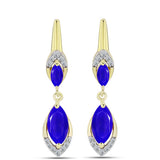 Cercei din Argint 925 Placat cu Aur ( 3.92 grame ) cu Agat Albastru și Topaz Alb 2.56 Carate