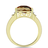 Inel din Argint 925 Placat cu Aur ( 3.87 grame ) cu Cuarț Coniac și Topaz Alb 3.76 Carate