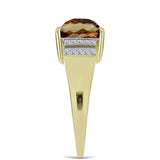 Inel din Argint 925 Placat cu Aur ( 3.87 grame ) cu Cuarț Coniac și Topaz Alb 3.76 Carate