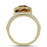 Inel din Argint 925 Placat cu Aur ( 6.53 grame ) cu Cuarț Coniac și Topaz Alb 10.95 Carate