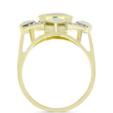 Inel din Argint 925 Placat cu Aur ( 4.65 grame ) cu Opal Welo și Topaz Alb 2.3 Carate