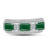 Inel din Argint 925 ( 3.76 grame ) cu Calcedon Verde și Topaz Alb 2.29 Carate