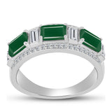 Inel din Argint 925 ( 3.76 grame ) cu Calcedon Verde și Topaz Alb 2.29 Carate