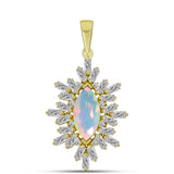 Pandantiv din Argint 925 Placat cu Aur ( 2.18 grame ) cu Opal Welo și Zircon Alb 2.84 Carate