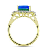 Inel din Argint 925 Placat cu Aur ( 3.92 grame ) cu Cuarț Păun și Topaz Alb 3.97 Carate