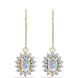 Cercei din Argint 925 Placat cu Aur ( 2.24 grame ) cu Opal Welo și Topaz Alb 1.12 Carate