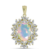 Pandantiv din Argint 925 Placat cu Aur ( 3.28 grame ) cu Opal Welo și Topaz Alb 5.53 Carate