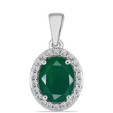 Pandantiv din Argint 925 ( 1.17 grame ) cu Calcedon Verde și Topaz Alb 1.74 Carate