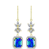 Cercei din Argint 925 Placat cu Aur ( 3.86 grame ) cu Cuarț Păun și Topaz Alb 5.93 Carate