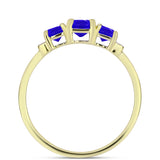 Inel din Argint 925 Placat cu Aur ( 1.7 grame ) cu Agat Albastru și Topaz Alb 1.1 Carate