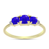 Inel din Argint 925 Placat cu Aur ( 1.7 grame ) cu Agat Albastru și Topaz Alb 1.1 Carate