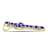 Cruce Pandantiv din Argint 925 Placat cu Aur ( 4.75 grame ) cu Agat Albastru și Topaz Alb 2.79 Carate