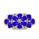 Inel din Argint 925 Placat cu Aur ( 3.96 grame ) cu Agat Albastru și Topaz Alb 1.87 Carate