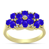 Inel din Argint 925 Placat cu Aur ( 3.96 grame ) cu Agat Albastru și Topaz Alb 1.87 Carate