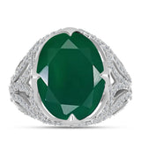 Inel din Argint 925 ( 3.8 grame ) cu Calcedon Verde și Topaz Alb 9.43 Carate