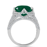 Inel din Argint 925 ( 3.8 grame ) cu Calcedon Verde și Topaz Alb 9.43 Carate