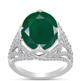 Inel din Argint 925 ( 3.8 grame ) cu Calcedon Verde și Topaz Alb 9.43 Carate
