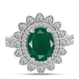 Inel din Argint 925 ( 4.26 grame ) cu Calcedon Verde și Topaz Alb 3.09 Carate