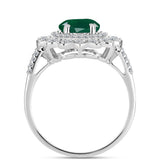 Inel din Argint 925 ( 4.26 grame ) cu Calcedon Verde și Topaz Alb 3.09 Carate