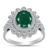 Inel din Argint 925 ( 4.26 grame ) cu Calcedon Verde și Topaz Alb 3.09 Carate