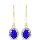 Cercei din Argint 925 Placat cu Aur ( 1.97 grame ) cu Agat Albastru și Topaz Alb 1.4 Carate