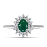Inel din Argint 925 ( 2.4 grame ) cu Calcedon Verde și Topaz Alb 0.99 Carate