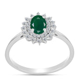 Inel din Argint 925 ( 2.4 grame ) cu Calcedon Verde și Topaz Alb 0.99 Carate