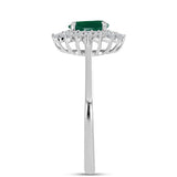 Inel din Argint 925 ( 2.4 grame ) cu Calcedon Verde și Topaz Alb 0.99 Carate