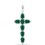 Cruce Pandantiv din Argint 925 ( 2.53 grame ) cu Calcedon Verde 2.49 Carate