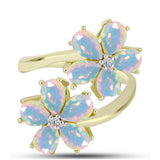Inel din Argint 925 Placat cu Aur ( 3.65 grame ) cu Opal Welo și Topaz Alb 2.55 Carate