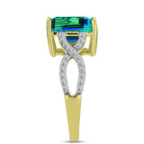 Inel din Argint 925 Placat cu Aur ( 2.83 grame ) cu Cuarț Păun și Topaz Alb 3.8 Carate
