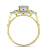 Inel din Argint 925 Placat cu Aur ( 3.58 grame ) cu Opal Welo și Topaz Alb 1.28 Carate